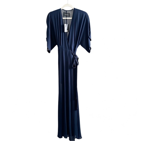 NWT Reformation Winslow Navy Blue Winslow Maxi Kimono Wrap Dress - Picture 11 of 13